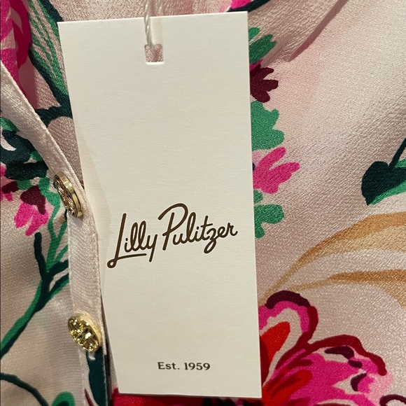 Lilly Pulitzer Coconut Safari Sanctuary Silk Blouse Top, NWT - Picture 5 of 12
